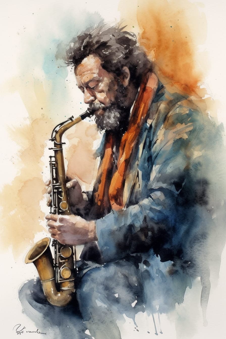 Un homme qui joue du saxophone